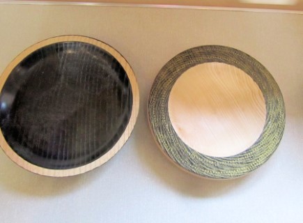 Two decorated ash bowls by Geoff Christie